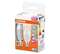 OSRAM LED STAR+ RGBW lámpara LED esmerilada para casquillo E14, los colores RGBW se pueden cambiar por control remoto, forma de vela, reemplazo de las bombillas convencionales de 40W, paquete doble