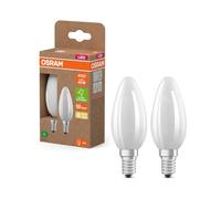 OSRAM LED Superstar Classic LED-Lampe B 40 in klassischer Minikerzenform aus gefrostetem Glas, 2.2 W, 470 lm, E14 Fassung, 2700 K für warmweißes Licht, EEK A, 35 mm Durchmesser, 2er-Pack