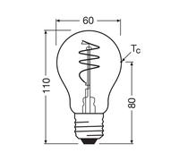OSRAM LED Vintage E27 3.4W 2,700K Filamento en espiral transparente EC:EPREL:1854801