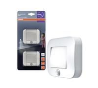 OSRAM Luz nocturna blanca, funciona con pilas, sensor de movimiento | NIGHTLUX Hall, Indoor Wall Lighting, Blanco, 25000 h, Paquete de 2