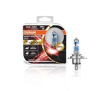 OSRAM NIGHT BREAKER 200, H4, + 200% más luz, lámpara de faro halógena, 64193NB200-HCB, 12V, Duo box (2 lámparas)