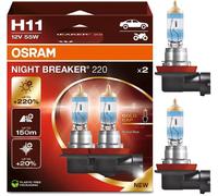 Osram Night Breaker 220 H11 55W Dos Bombillas Faro Luz Baja Mejora Lámpara OE