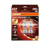 OSRAM NIGHT BREAKER 220, H7, 220% más brillo, lámpara de faro halógeno, 64210NB220-2HB, Caja plegable (2 lámparas)