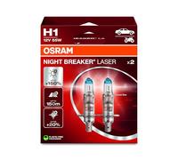 OSRAM NIGHT BREAKER LASER - Bombilla halógena para faros delanteros H1 - PAQUETE DE 2