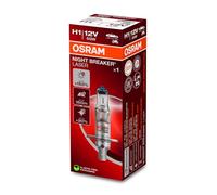 OSRAM NIGHT BREAKER LASER H1, +150% más de luz, lámpara halógena para faros, 64150NL, coche de 12 V, caja plegable (1 lámpara)