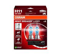OSRAM NIGHT BREAKER LASER H11, +150% más brillo, lámpara de faro halógena, 64211NL-2HB, 12V, caja plegable colgante (2 lámparas)