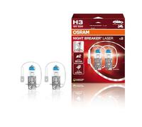 Osram Lámpara halógena H3 Night Breaker Laser 64151NL-HCB +150% más luz 12V 55W 2 lámparas
