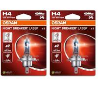 OSRAM NIGHT BREAKER LASER H4, +150% más brillo, lámpara de faro halógena, 64193NL-1BL, 12V, blister (1 lámpara) (Paquete de 2)