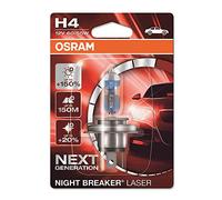 OSRAM NIGHT BREAKER LASER H4, +150% más de luz, lámpara halógena para faros, 64193NL-01B, coche de 12 V, blister (1 lámpara)