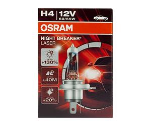 OSRAM NIGHT BREAKER LASER H4, lámpara para faros halógena, 64193NBL, automóvil de 12 V, estuche (1 unidad)