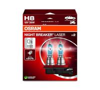 OSRAM NIGHT BREAKER LASER H8, +150% más brillo, lámpara de faro halógena, 64212NL-2HB, 12V, caja plegable colgante (2 lámparas)