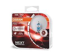 OSRAM NIGHT BREAKER LASER H8, +150% más de luz, lámpara halógena para faros, 64212NL-HCB, coche de 12 V, caja dúo (2 lámparas)