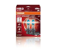 OSRAM NIGHT BREAKER LASER HB3, +150% más de brillo, lámpara de faro halógena, 9005NL-2HB, 12V, caja plegable colgante (2 lámparas)