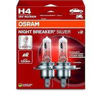 OSRAM NIGHT BREAKER SILVER, H4, lámparas halógenas para faros, caja plegable colgante (2 lámparas)