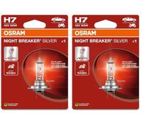 OSRAM NIGHT BREAKER SILVER, H7, lámpara de faro halógena, Blíster individual (1 lámpara) (Paquete de 2)