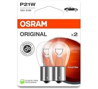 OSRAM ORIGINAL LINE 12V, P21W, lámpara de señalización, Base Metálica, Doble Blíster, (2 lámparas)