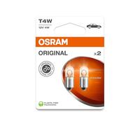 OSRAM ORIGINAL LINE 12V, T4W, Lámpara de señalización, Base Metálica, Doble Blister (2 lámparas)