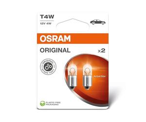 OSRAM ORIGINAL LINE 12V, T4W, Lámpara de señalización, Base Metálica, Doble Blister (2 lámparas)