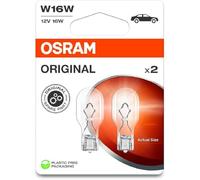 OSRAM ORIGINAL LINE 12V, W16W, Lámpara de señalización, Base Wedbe de Metal, Doble Blister (2 lámparas)