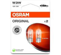 OSRAM ORIGINAL LINE 12V, W3W, lámpara de señalización, base de cuña de vidrio, doble ampolla (2 lámparas)