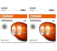 OSRAM ORIGINAL LINE 12V, W5W, lámpara de señalización, base de cuña de vidrio, doble ampolla (2 lámparas) (Paquete de 2)