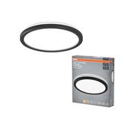 OSRAM Plafón ORBIS Ultra Slim 235mm, negro, 15W, 1640lm, homogéneo, luz blanco cálido (3000K) + retroiluminación, regulación de 3 etapas mediante interruptor de pared, ultraplano, protección IP20