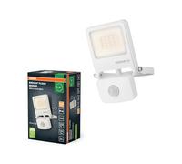 OSRAM Proyector LED ENDURA FLOOD PC 10W con sensor, blanco cálido 3000K, 1000 lúmenes, IP44, sensor IR, 9 m, función de tiempo/lux, blanco