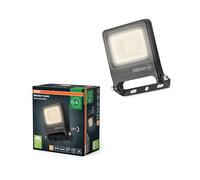 OSRAM Proyector LED ENDURA FLOOD PC 20W, blanco cálido 3000K, 1800 lúmenes, IP65, con aluminio reciclado, ángulo de haz de 110°, 90 lm/W, gris