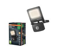OSRAM Proyector LED ENDURA FLOOD PC 20W con sensor, blanco cálido 3000K, 1800 lúmenes, detección de movimiento IP44, ajustable 5s-10min, gris