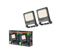 OSRAM Proyector LED ENDURA FLOOD PC 30W, blanco cálido 3000K, 3000 lúmenes, IP65, respetuoso con el medio ambiente, ángulo de haz de 110°, 100 lm/W, gris,2-Pack