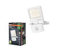 OSRAM Proyector LED ENDURA FLOOD PC de 20 W con sensor, blanco cálido de 3000 K, 1800 lúmenes, IP44, con detector de infrarrojos y apagado automático de luz diurna, color blanco.