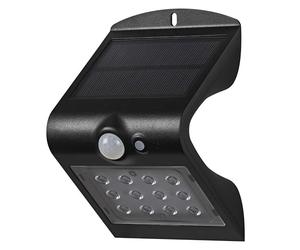 OSRAM Proyector solar ENDURA BUTTERFLY, negro, 1.5W, 200lm, sensor de movimiento y luz, luz exterior, batería recargable, ecológico, larga vida, fácil de instalar, IP65, 4000K.