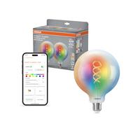 OSRAM SMART+ Bombilla Globe filament RGB (pack de 2, E27, 5W) - RGB + blanco cálido/frío - compatible con Matter vía Wi-Fi - Alexa, Google, Apple