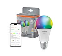 OSRAM SMART+ Bombilla RGB (pack de 2, E27, 9W) - luz blanca regulable + colores - compatible con Matter vía Wi-Fi - Alexa, Google, Apple