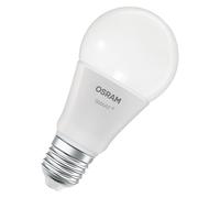 OSRAM Lámpara LED inteligente A60, forma de bombilla E27, 9 W, ZigBee 3.0, RGBW, 16 millones de colores, regulable, control mediante aplicación, Alexa.