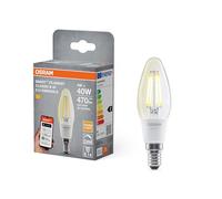 OSRAM SMART+ LED-Lampe B40, E14 Kerzenform, Filament klar, warmweiß 2700 K, dimmbar, kompatibel mit Alexa, Google Home, Matter über WiFi