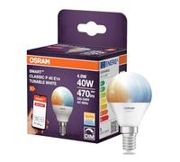 OSRAM SMART LED Lampe P40 Miniballform E14, 4.9W ZigBee 3.0, Tunable White 2700-6500K, dimmbar, App Steuerung, Alexa