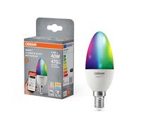 OSRAM Lámpara LED SMART+ Matter B40 forma de vela 4,9 W E14 RGBW, regulable, control por aplicación y voz, compatible con Alexa, Google, Apple, WiFi
