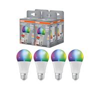 OSRAM SMART+ RGBW, lámpara LED E27 con Matter over Wifi, especialmente diseñada para ALEXA, reemplaza 60W, 2700-6500K, 16 millones de colores RGB, paquete de 4 (no compatible con aplicación SMART+)