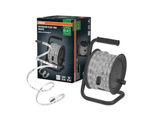 OSRAM Tira LED Flex para exterior 10M IP65, blanco frío, extensible hasta 50 m, incluye enrollador de cable, accesorios de montaje, cable de conexión