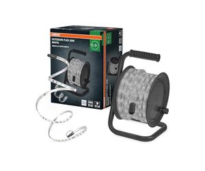 OSRAM Tira LED Flex para exterior 20M IP65, blanco frío, extensible hasta 50 m, incluye enrollador de cable, accesorios de montaje, cable de conexión