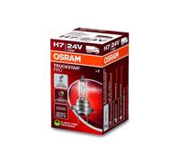 OSRAM TRUCKSTAR PRO H7, +120% más de brillo, lámpara halógena para faros delanteros, 64215TSP, lámpara para camión de 24 V, caja plegable (1 lámpara)