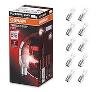 OSRAM TRUCKSTAR PRO P21/5W, lámpara de señalización halógena, luz de freno, iluminación adicional trasera, 7537TSP, vehículo industrial de 24 V, estuche (10 unidades)