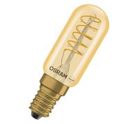 OSRAM Tubo LED Vintage 1906 T26 Espiral 2,8 W E14 dorado transparente | Vintage 1906 T26 25 Spiral Filament DIM, LED Lamps, Oro, 25 mm dia, 15000 h, Paquete de 1