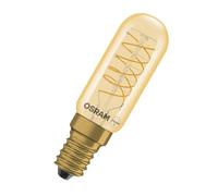 OSRAM Tubo LED Vintage 1906 T26 Espiral 4,8 W E14 dorado transparente | Vintage 1906 T26 36 Spiral Filament DIM, LED Lamps, Oro, 25 mm dia, 15000 h, Paquete de 1
