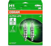 OSRAM ULTRA LIFE H1, lámpara para faros halógena, 64150ULT-HCB, automóvil de 12 V, caja doble (2 unidades)