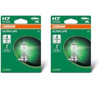OSRAM ULTRA LIFE, H7, lámpara de faro halógena, Blíster individual (1 lámpara) (Paquete de 2)