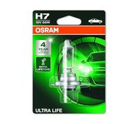 OSRAM ULTRA LIFE, H7, Single Blister | Máx. 58 W, 13,2 V, 1500 lm, long. 59 mm, Ø 12 mm, zócalo PX26d, B3 700 h, homologación E, sin registro, homologado