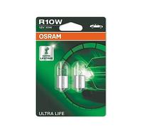 OSRAM ULTRA LIFE R10W, Lámpara halógena, luz trasera, luz de matrícula, luz de estacionamiento y luz de posición, 5008ULT, automóvil de 12 V, estuche (10 unidades)