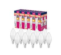 OSRAM Valor de estrella LED de Lámpara LED clásica B40 para el calcetín E14, forma de vela, FR, 470 lúmenes, blanco cálido (2700k), reemplazo de bombillas de 40W convencionales, paquete de 10